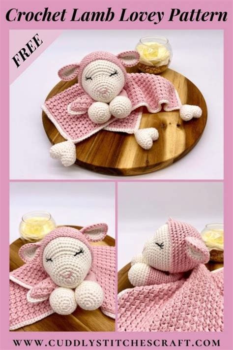 Free Crochet Lamb Lovey Pattern Even Moss Stitch Blanket Cuddly