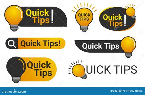 Simple Quick Tips Badge With Light Bulb Stock Vector Illustration Of