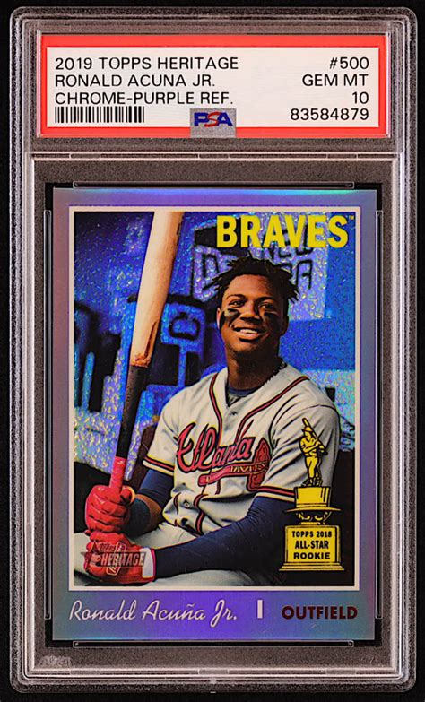 Ronald Acuna Jr 2019 Topps Heritage Chrome Purple Refractors THC500