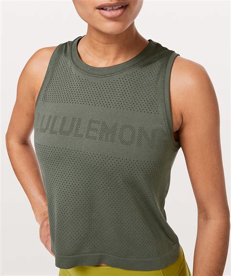 Breeze By Muscle Crop Tank Top Logo Womens Tank Tops Lululemon