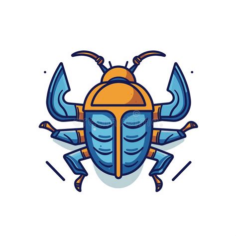 Vibrant Blue And Orange Beetle Art Stock Vector Illustration Of