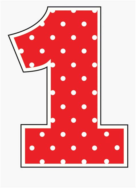 a red and white polka dot number one