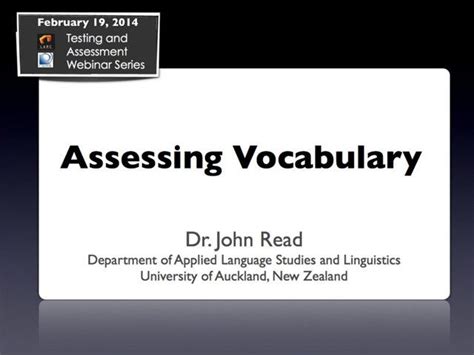 assessing vocabulary  dr john read