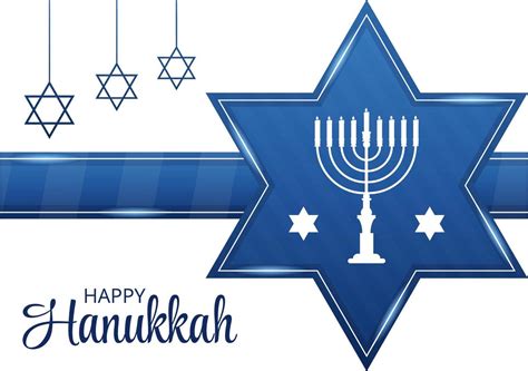 Happy Hanukkah Jewish Holiday Template Hand Drawn Cartoon Flat Illustration With Menorah