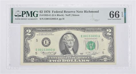 Pmg Graded Epq Fr E Ea Block Bicentennial Note