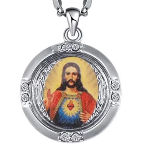 Jewelry New Jesus Round Pendant Necklace Silver Tone Religious