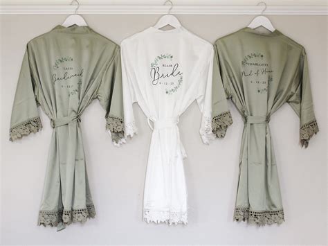 Bridesmaid Robes Sage Green Personalised Robes Bridesmaid Etsy Uk