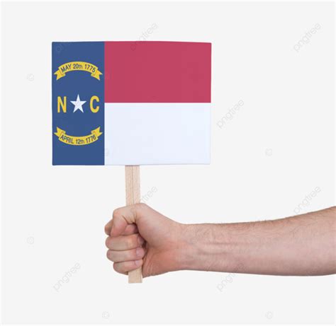 North Carolinas Flag Seen On A Small Card Held By, Symbol, Man, Space ...