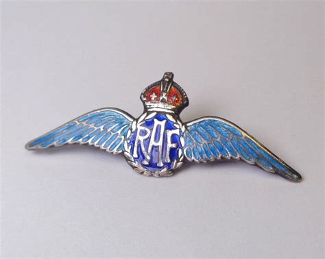 Vintage 1940 S WW2 Sterling Silver Enamelled Kings Crown Royal Air