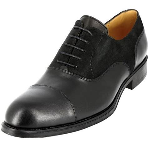 Chaussure Richelieu Homme En Cuir Lisse Et Daim Noir Marque Mod Le