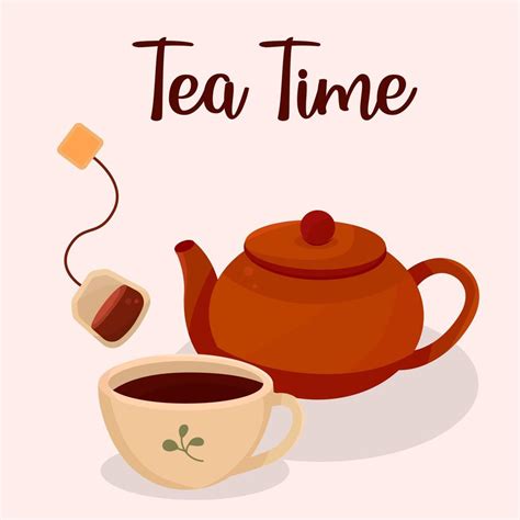 Tea Party Tea Time Teapot With Cup 11138018 Vector Art At Vecteezy