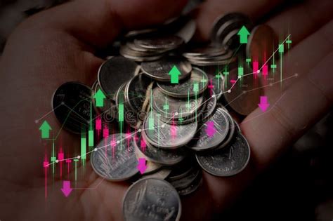 Stack Of Coins With Graph Chart Growth Up Business Marketing Stock