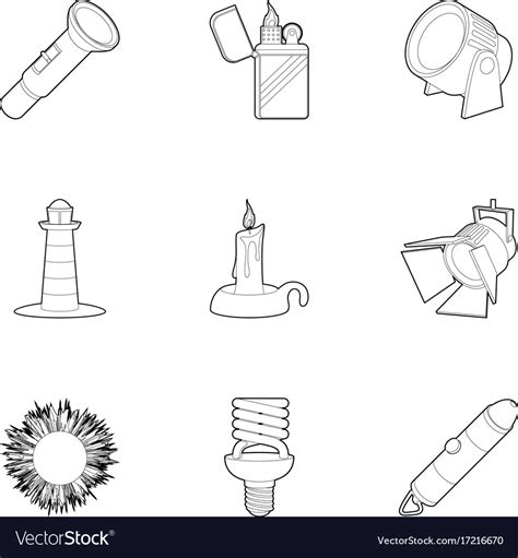 Luminous Objects Icons Set Cartoon Style Vector Image 52 OFF