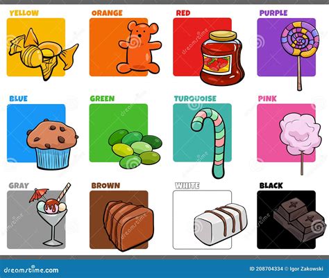 Cores B Sicas Definidas Desenhos Animados De Objetos De Comida Doce