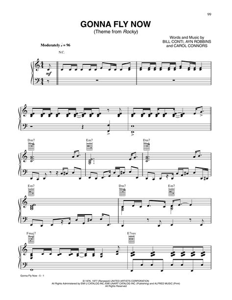 Gonna Fly Now From Rocky By Bill Conti Sheet Music For Piano Vocal