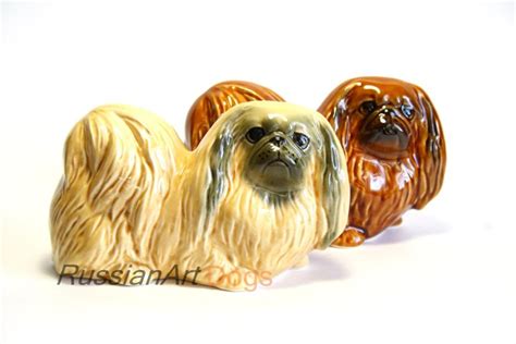 Pekingese Dog Figurine Ceramics Handmade Statue Porcelain Etsy