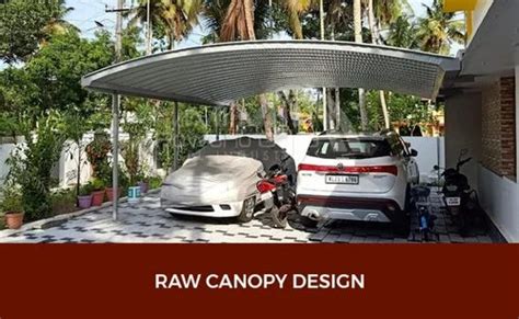 Rectangular White Raw Canopy Design Car Porch Shed For Residential And