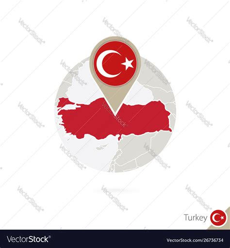 Turkey Map And Flag In Circle Map Royalty Free Vector Image