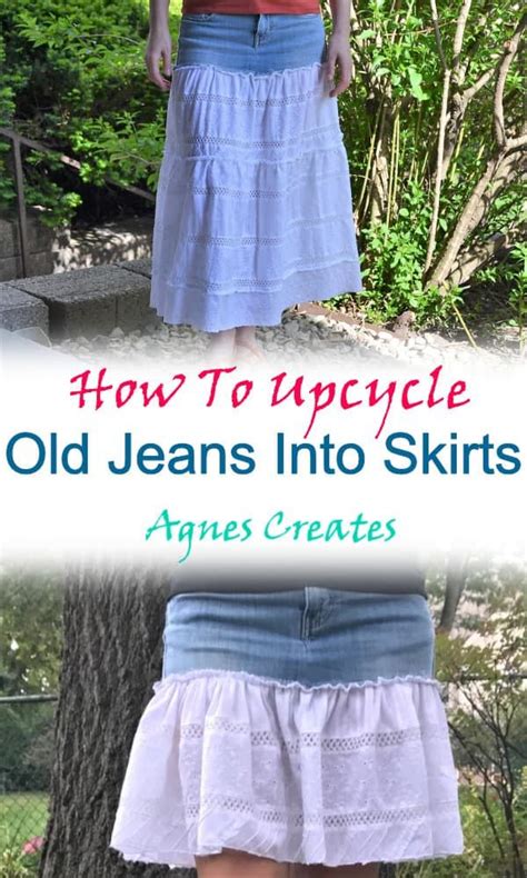 How To Turn Old Jeans Into A Skirt Agnes Creates Diy Skirt Diy