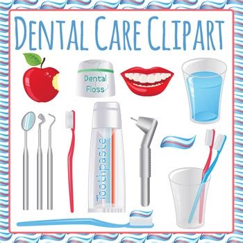 Teeth Care Toothbrush Toothpaste Dental Tooth Clip Art Clipart Set