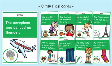 Similes Flashcards KS2 Poetry Writing Primary English