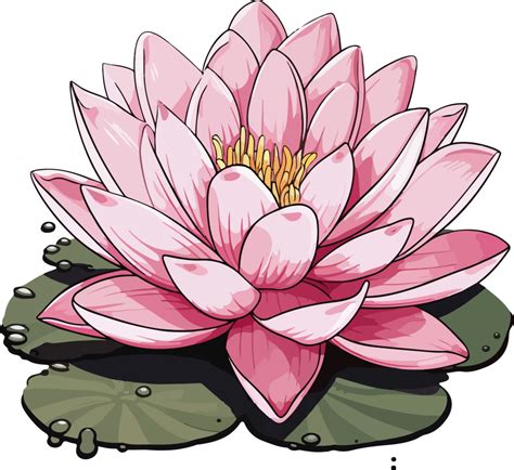 AI Generated Waterlily Illustration Isolated On Transparent Background