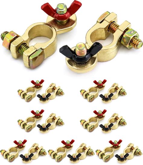 Qwork Brass Marine Grade Battery Terminal Top Post 8 Pairs Battery Terminal