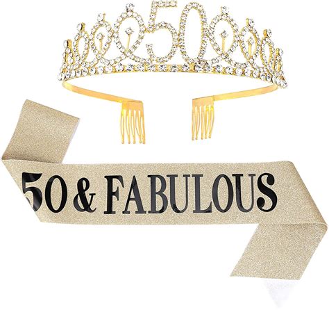 Sussurro 50 And Fabulous Sash And Rhinestone Tiara Set50th Birthday