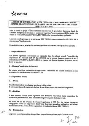 Calam O Accord De Ratification Edf Pei Sas De L Accord Edf Sa Sur