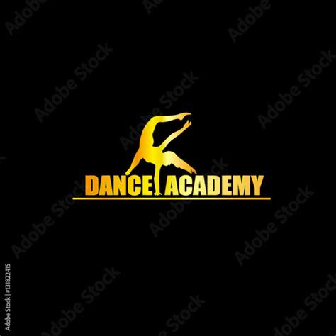 Luxury Golden Dance Academy Logo Silhouette Eps8 Vector