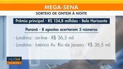 Mega Sena apostas de Curitiba e região ganham R 36 5 mil ao acertar 5