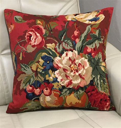 Red Floral Fruit French Country Throw Pillow Cover Queensland Etsy