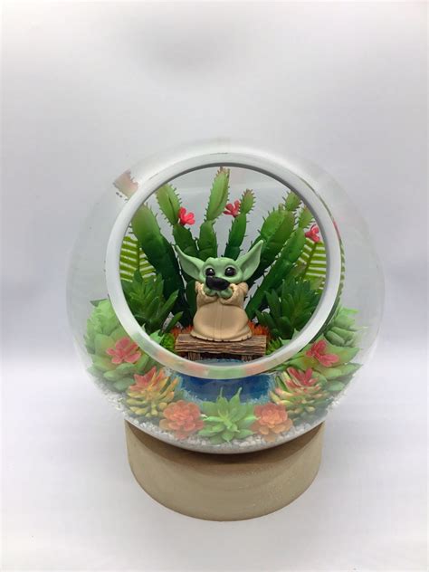 Baby Yoda Grogu Terrarium Kit Artificial Succulent Etsy