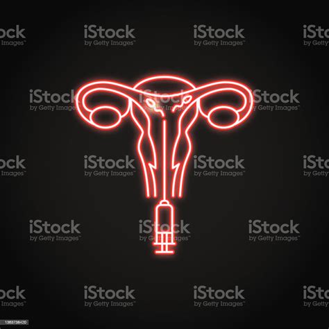 Neon Intrauterine Insemination Icon In Line Style Stock Illustration