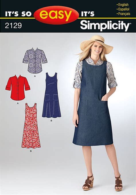 Simplicity 2129 Womens Pinafore Dress Pinafore Pattern Simplicity Patterns Dresses