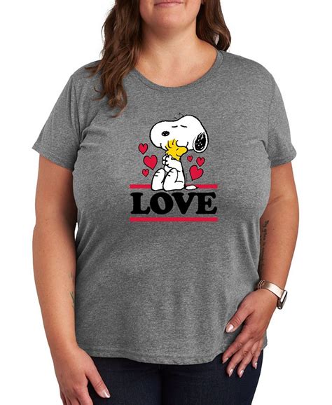 Hybrid Apparel Air Waves Trendy Plus Size Peanuts Snoopy And Woodstock