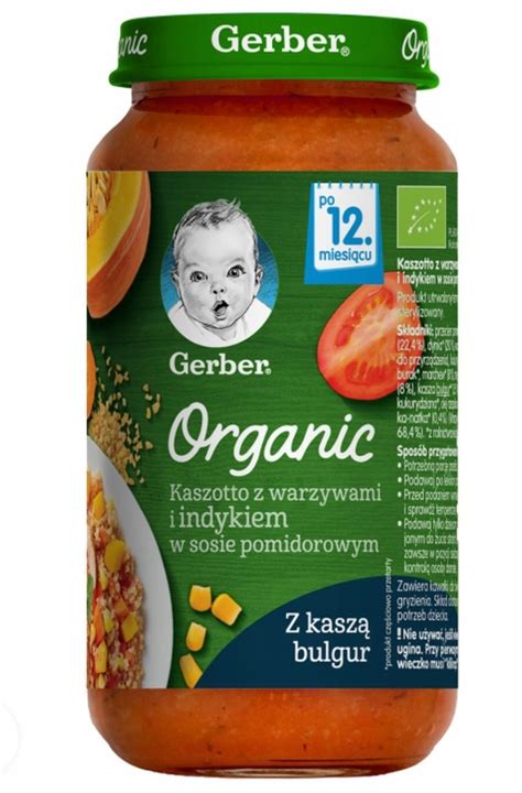 Gerber Organic Kaszotto Z Warzywami Indykiem W Sosie Pomidorowym 12m