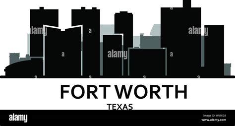 Silhouette Of Fort Worth Skyline Fort Worth Panorama City Downtown