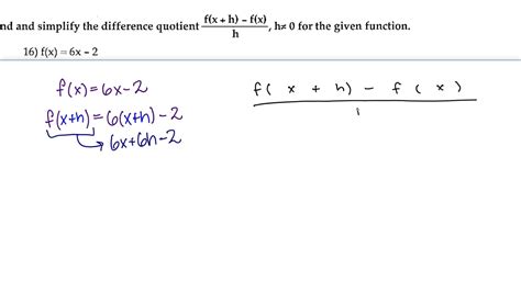 16 Find And Simplify The Difference Quotient For The Given Function