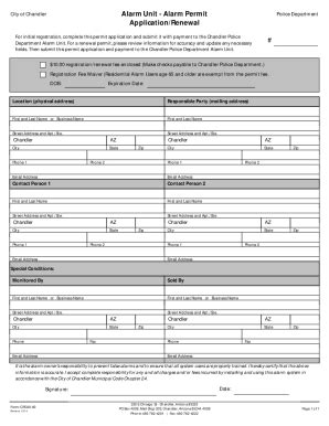 Fillable Online Chandler Arizona Alarm System Permit Fill Out Sign