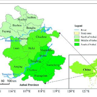 The Geographic Location Of Anhui Province And Its Subregion Division