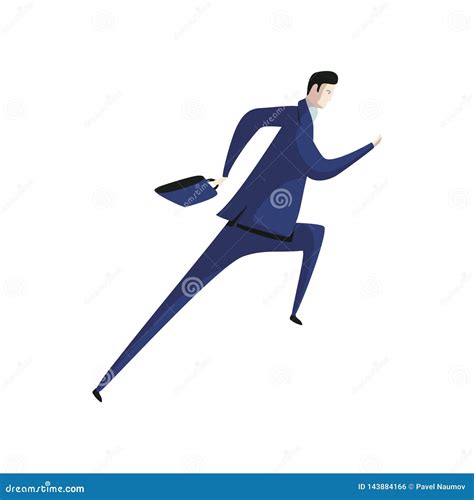 Man Manager In Suit With Briefcase Running Stock Vector Illustration