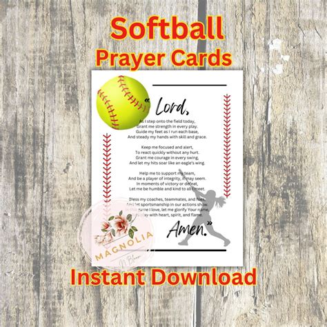 Softball Ts Printable Softball Athlete Prayer Softball Prayer Bag