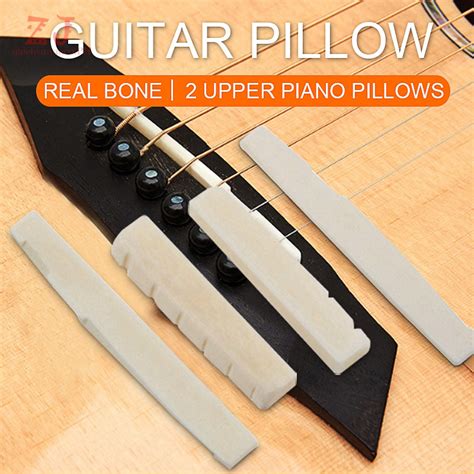 2 Sets of 4pcs 6 String Acoustic Guitar Bone Bridge Saddle and Nut Made ...