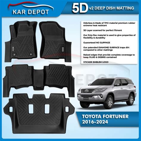 TOYOTA FORTUNER 2016 2024 5D V2 DEEP DISH MATTING Lazada PH