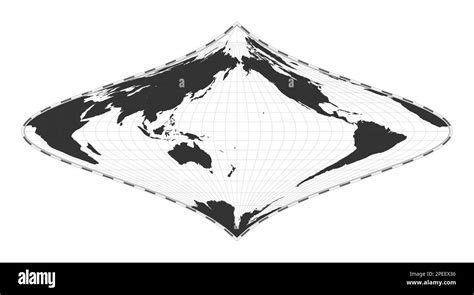 Vector World Map Foucaut S Stereographic Equivalent Projection Plain