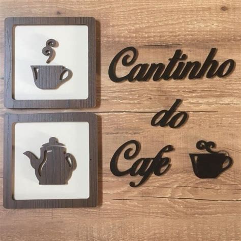 Cantinho Do Café Frase 60 Cm 2 Quadros 21 Cm Mdf Laminado Xícara E