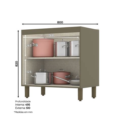 Balcão 80cm 2 Portas Tampo 100 MDF Aurora Espresso Móveis