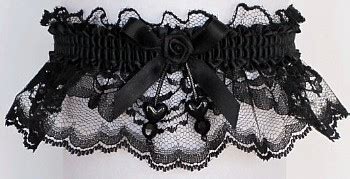 Black Double Hearts Garters For Prom Wedding Bridal Fashion On Black