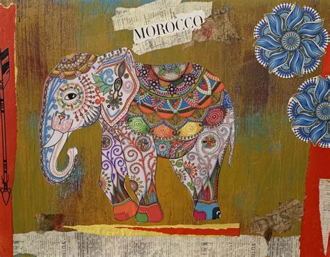 Elephant Painting Mixed Media Art Collage Art Art 15000 Original